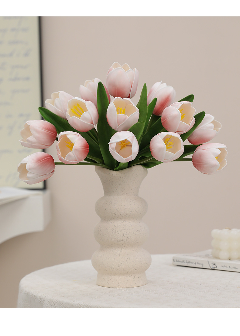 New faux flower bouquets with PU touch, round tulip heads, light luxury home, wedding scene arrangement, artificial flower ornaments, pet gardening, flower POTS and containers pic 19