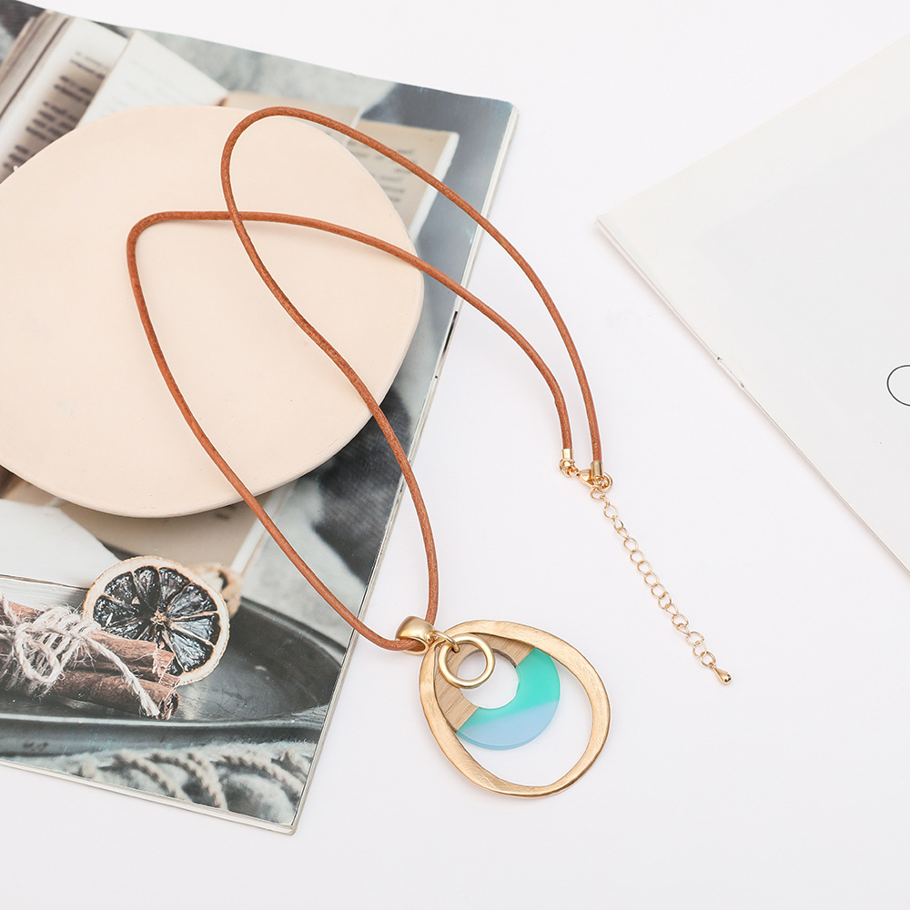 跨境专供亚马逊爆款项链首饰时尚木头拼接高级欧美饰品配饰毛衣链详情4