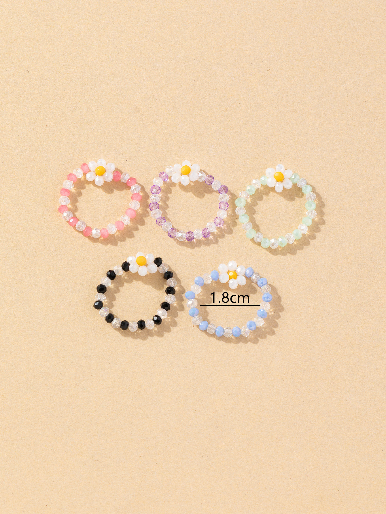 Fresh and elegant elastic rope plum blossom color crystal ring for women, new fashionable and versatile, niche and individual ring jewelry wholesale pic 7