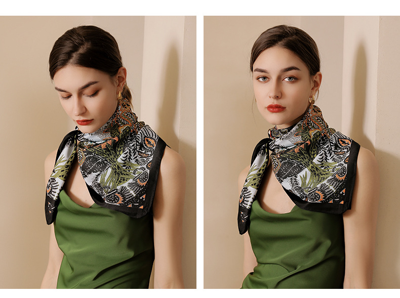 2025夏新款印花大方巾丝巾批发法式复古仿真丝领巾女神节90方巾女详情18