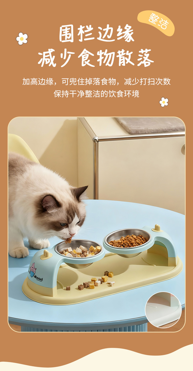 Rongka Pet Cross-border Cat Bowl, Dog Bowl, pet stainless steel double bowl, suspended high rack neck guard, single bowl, anti-tipping cat bowl, pet bowl, dog bowl pic 8