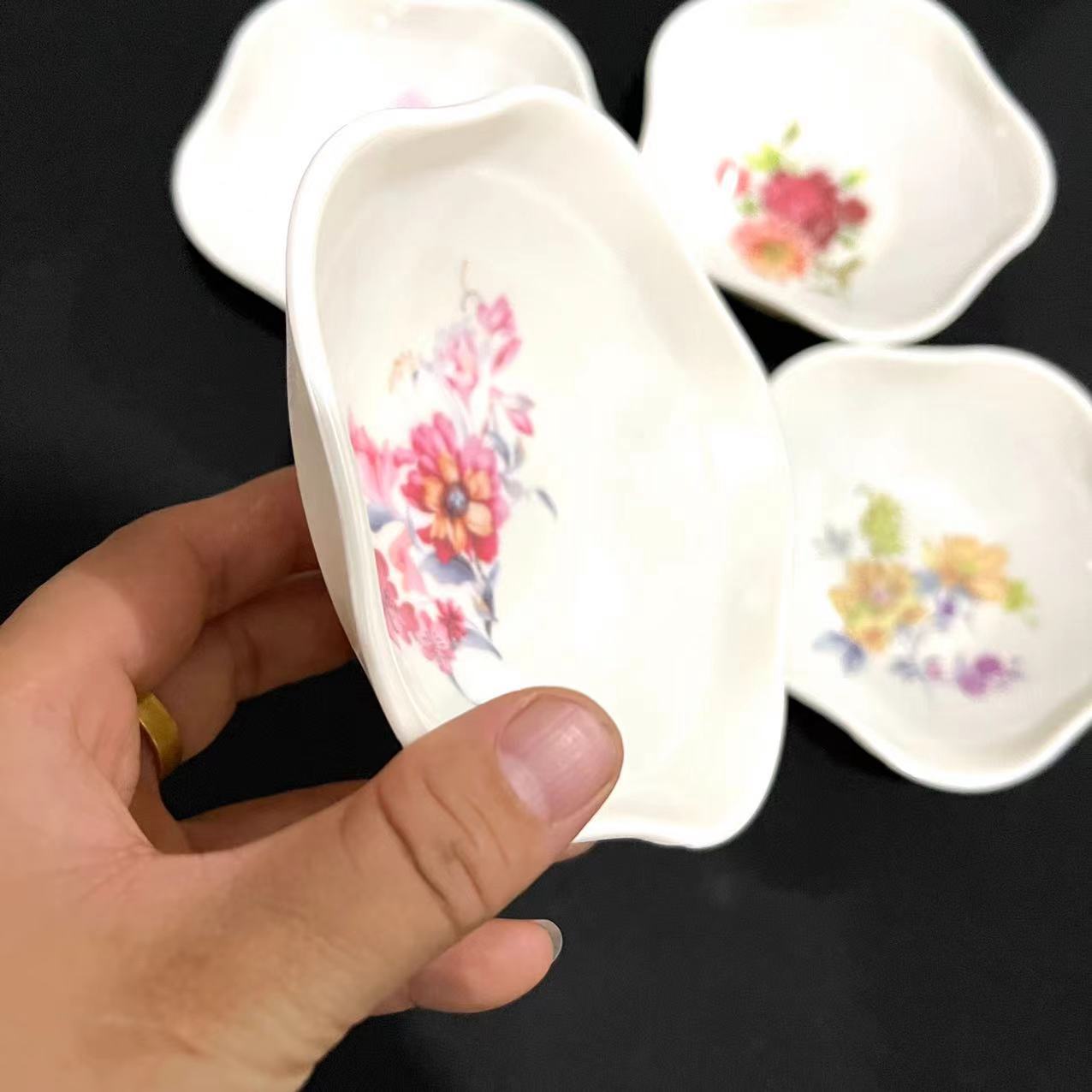 【 Zone 3-10 】7468 Dish 480 per box 7468 White Patterned Vinegar Dish, Small Dish, Dumpling Dipping Sauce Dish, Restaurant Fast Food Dish, Pickles Dish, Cold dish Dish pic 2