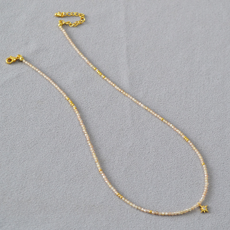 日韩小众设计时尚简约优雅香槟锆石珠闪耀星星吊坠气质项链锁骨链详情8