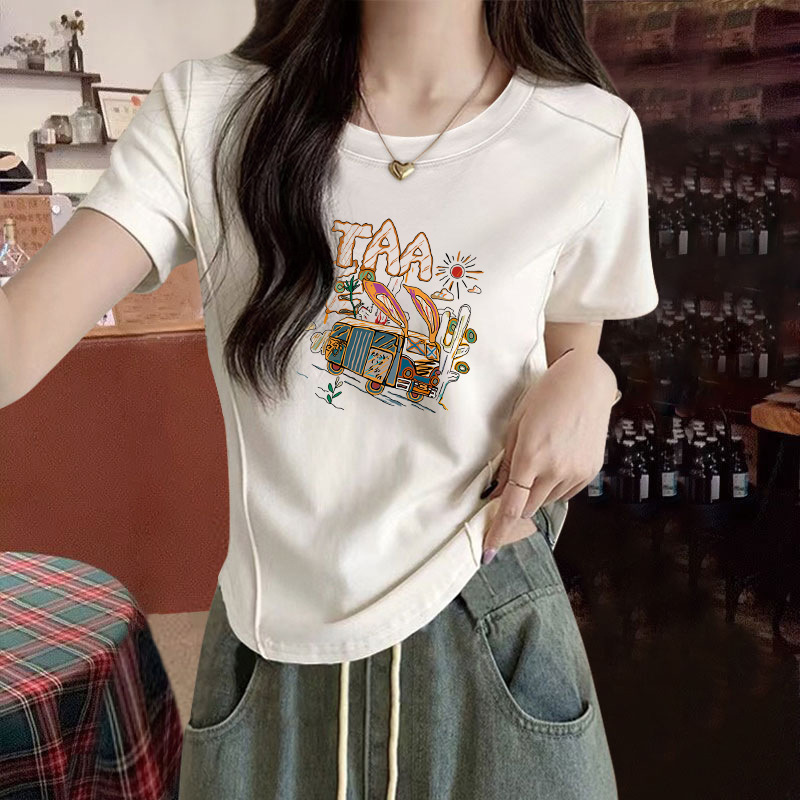 韩版大码短袖修身T恤女夏季新款显瘦鱼骨短款设计感小众正肩上衣详情5