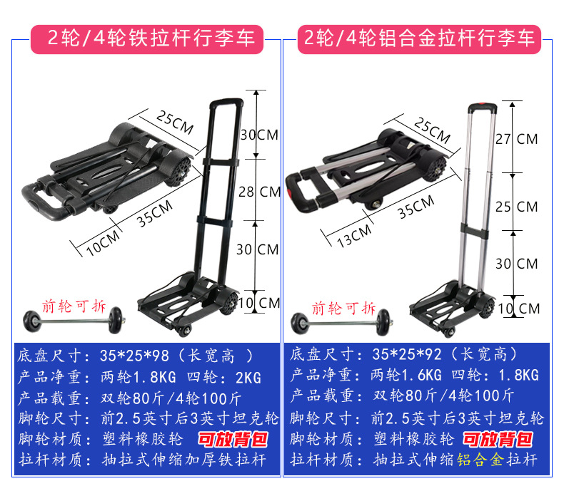 好嘉居行李车小拉车家用购物车折叠购物袋小推车家用买菜送水拉车详情20