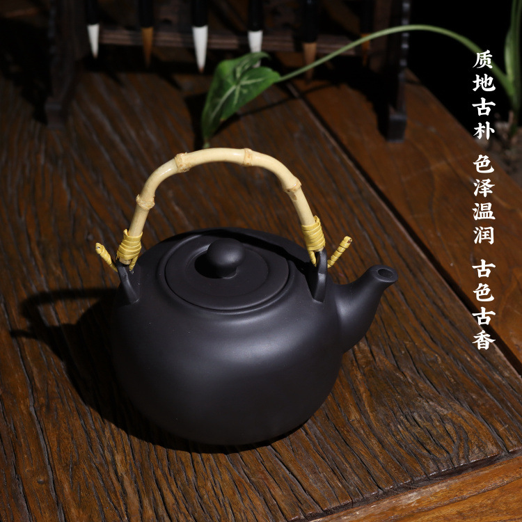 Special offer: Large-capacity purple clay kettle, Gongfu tea set, charcoal stove kettle, household and outdoor handle kettle, suitable for boiling teapots pic 13