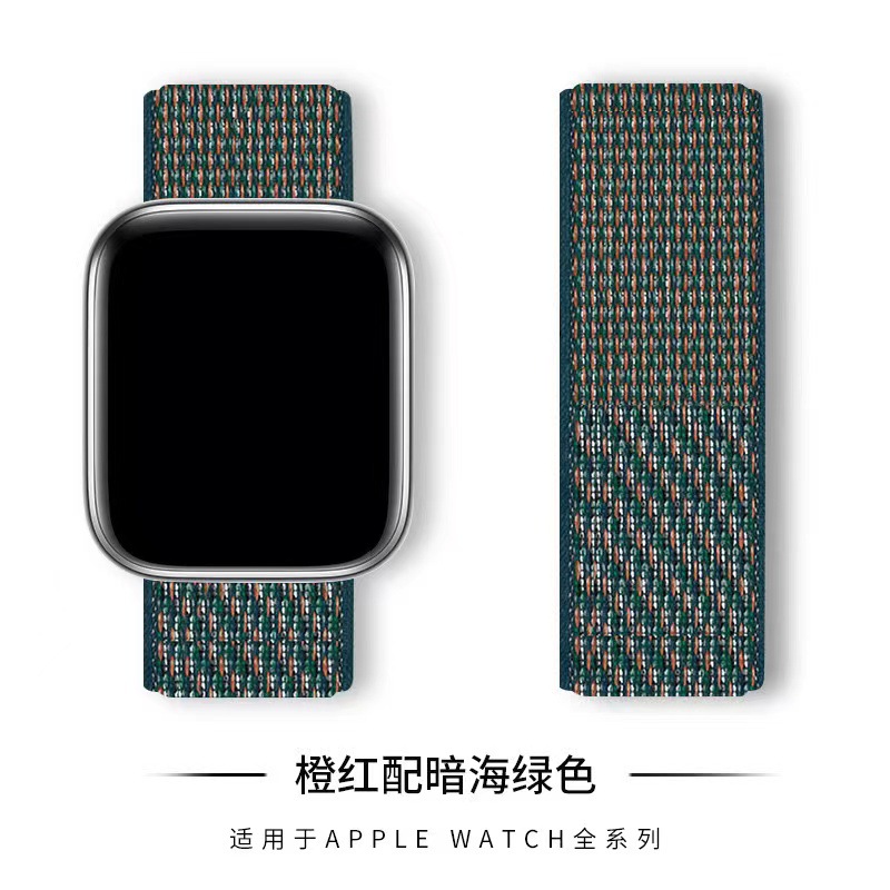 适用苹果表带Ultra2魔术贴Apple iwatch1-10代梅子尼龙回环手表带详情23