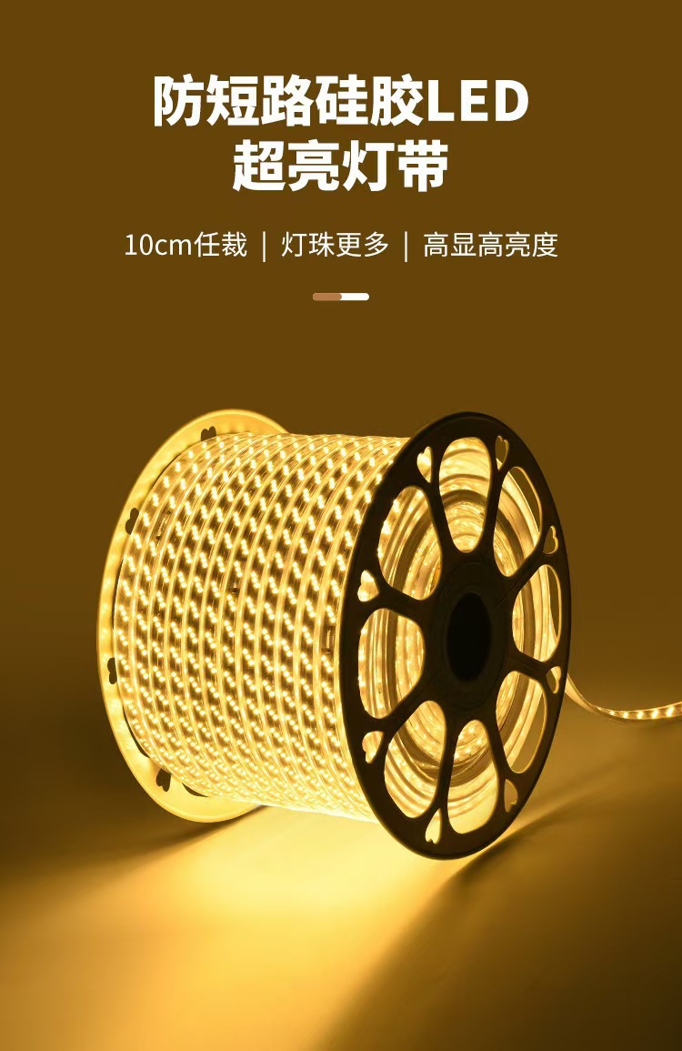 LED灯带三排180灯外墙专用家装工程户外防水灯带220v高压led灯条详情4