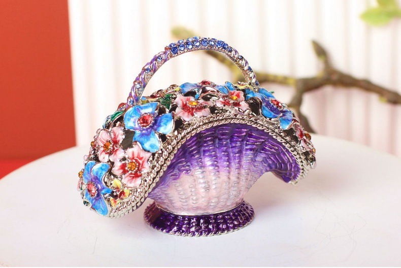 金属首饰盒生日礼物景区热卖的工艺品花篮珐琅彩摆件客厅家居装饰详情12