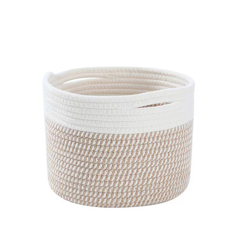 棉绳收纳筐手工编织储物篮北欧ins风家居收纳客厅多尺寸多色可选详情12