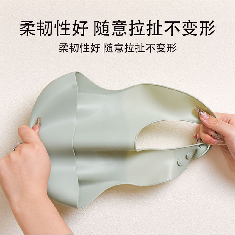 跨境新款宝宝吃饭围兜硅胶防水儿童围嘴辅食夏季口水免洗大号饭兜母婴用品围兜详情2