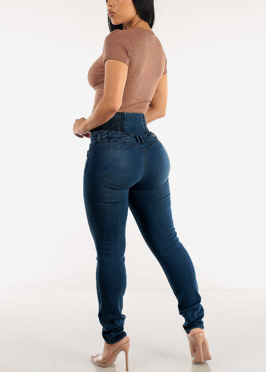 跨境欧美风2025新款弹力显瘦牛仔裤女装纽扣铅笔修身高腰提臀长裤详情11