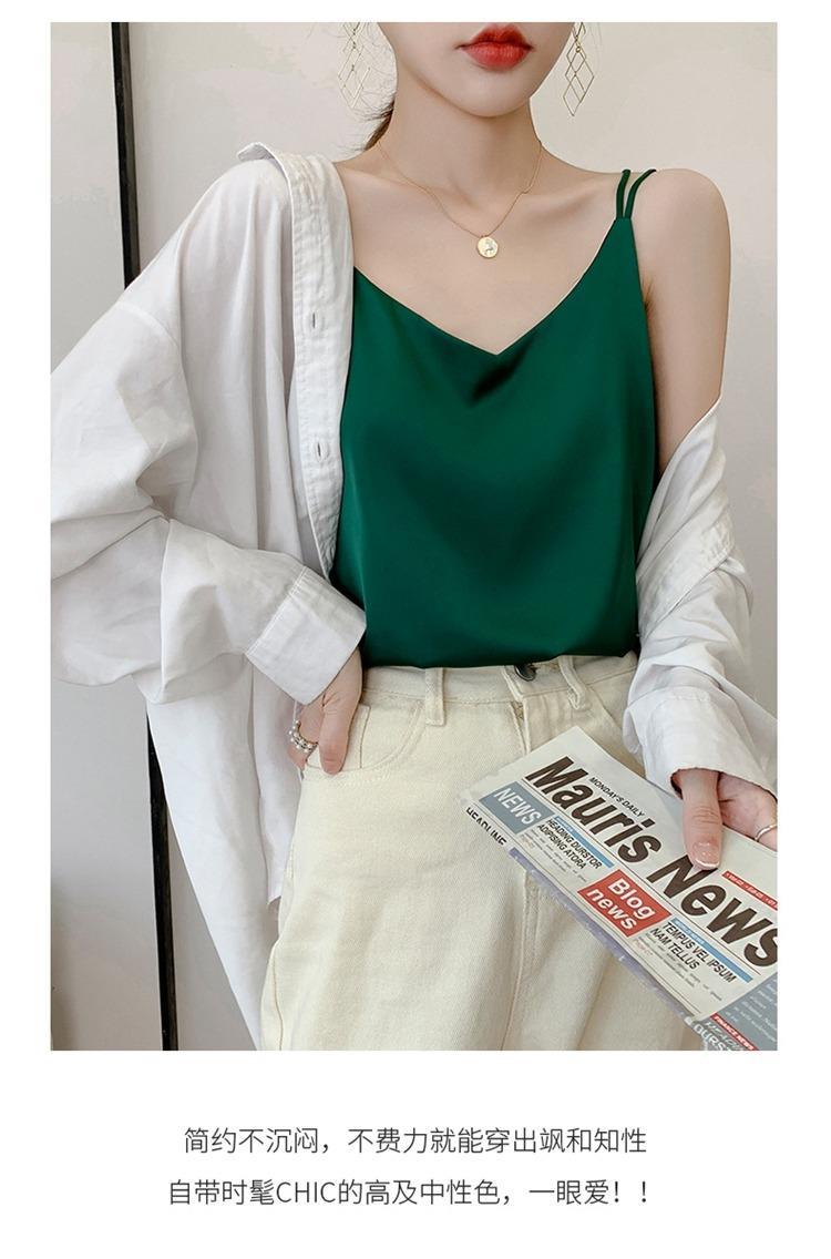 2025年吊带背心女内搭白色美背醋酸仿真丝上衣缎面夏西装仿打底衫详情22