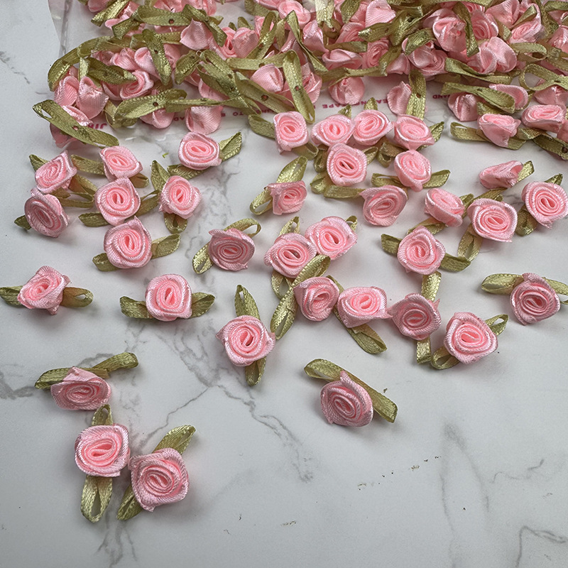 玫瑰花现货绿叶玫瑰手工花朵发饰辅料辅料公仔配饰饰品配件缎带加详情1