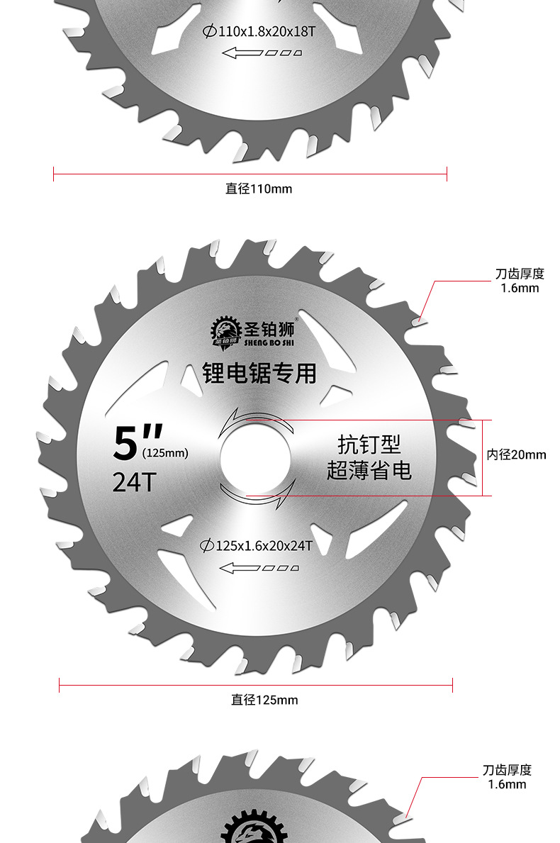 锂电锯木工锯片5寸5.5寸140手提锯手电锯切割片6寸电圆锯装修专用详情10