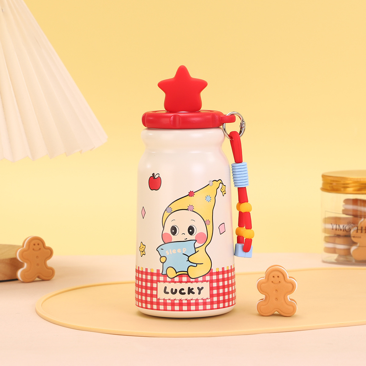 Cartoon star people taza de agua taza aislante acero inoxidable 316 taza aislante para niños de gran capacidad para mujeres de alta apariencia horizontal copa de pajita pic 3