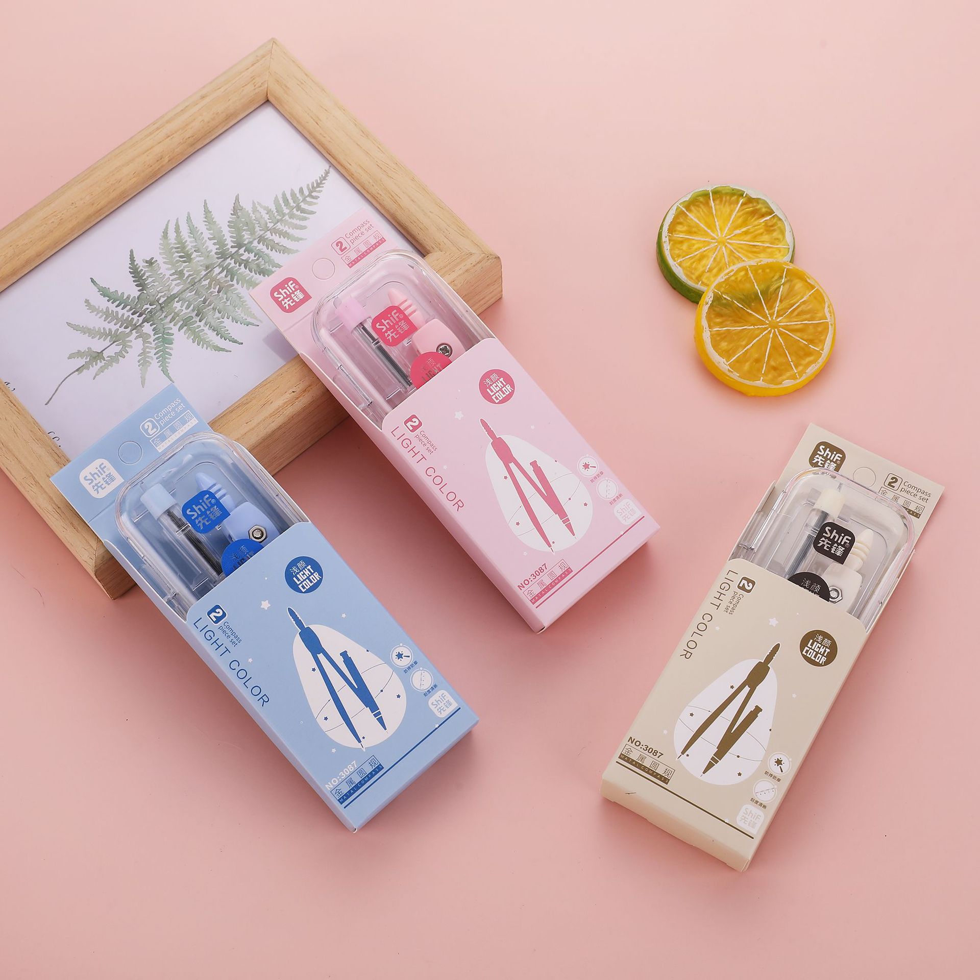 Wholesale of Pioneer 3087 Two-piece Compass Set for student metal alloy compass geometry examination drawing pic 5