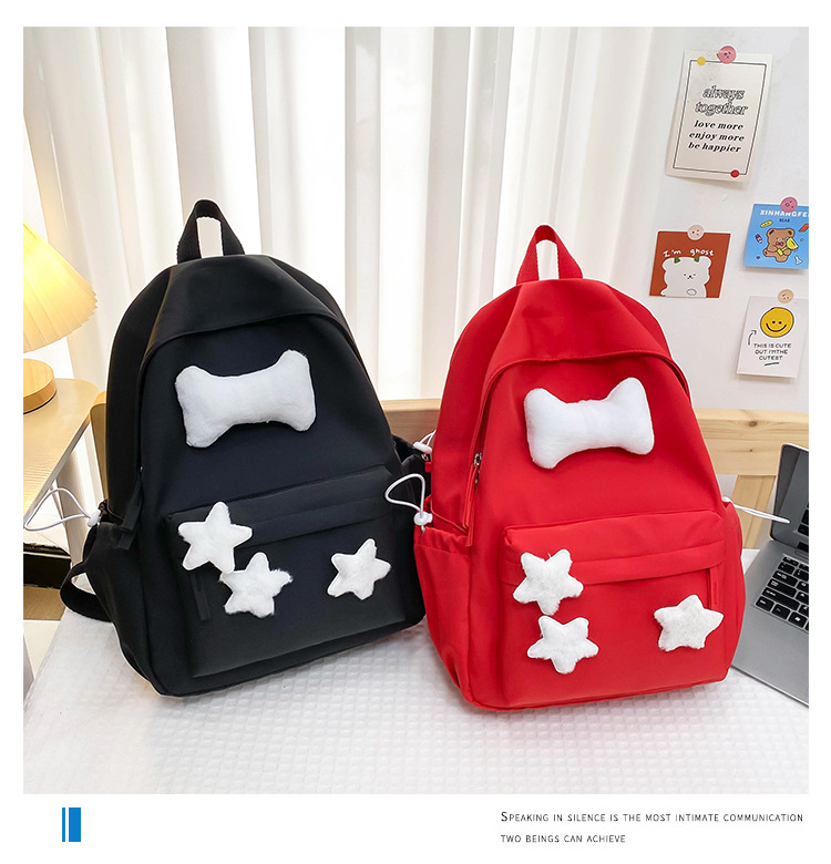 可爱少女小众自制五角星双肩包百搭大学生书包女休闲高中背包详情34