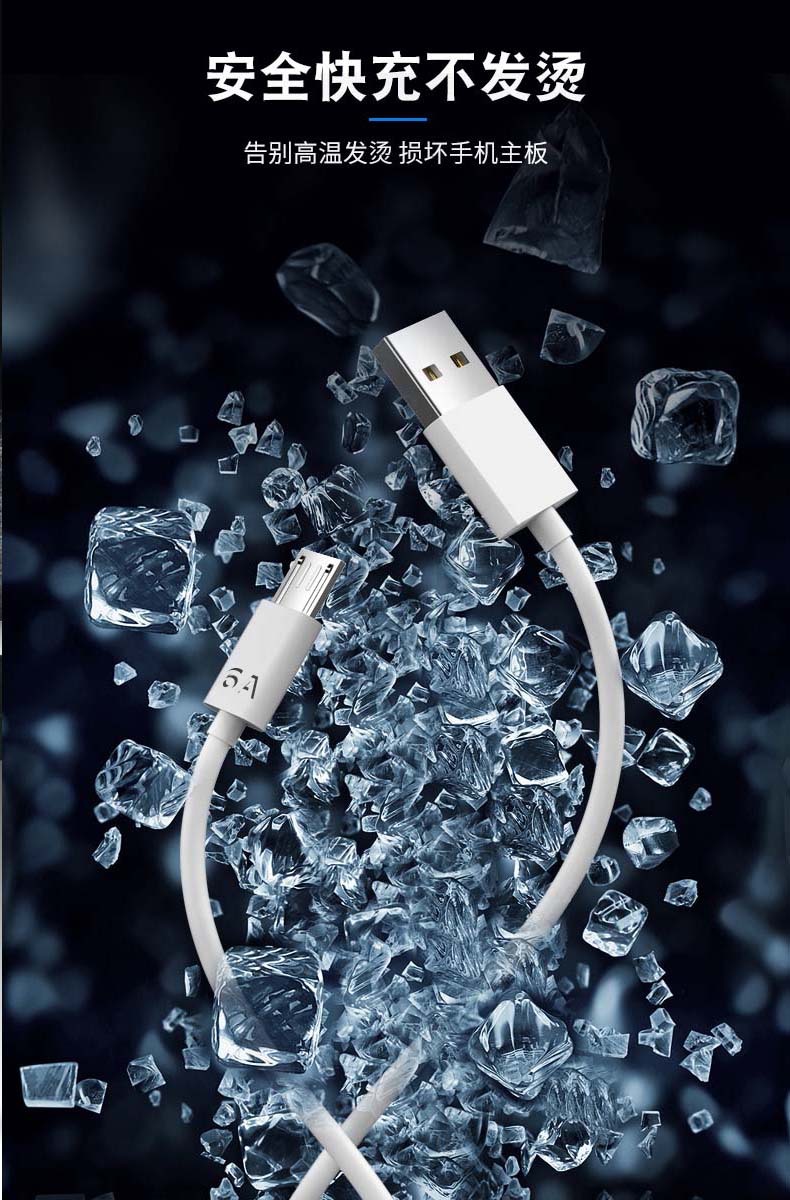 6A安卓快充数据线适用V8梯形插口手机MicroUSB充电线100W充电器线详情10