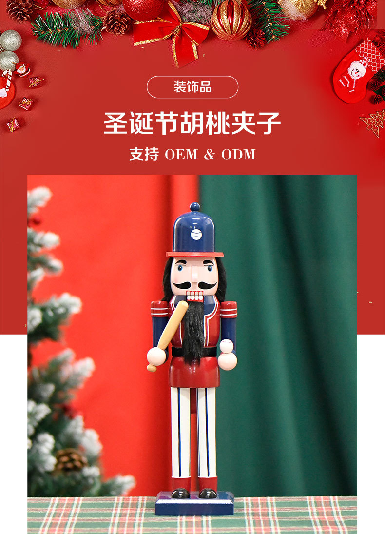 Cross-border in-stock ornaments 36CM firefighter nutcracker wooden handicrafts Christmas ornaments professional new products pic 1