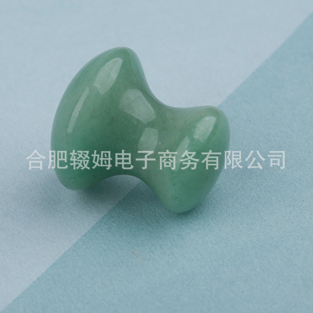 天然粉晶东陵绿玉石蘑菇头面部脸部颈部美容冷热敷按摩石刮痧板详情8