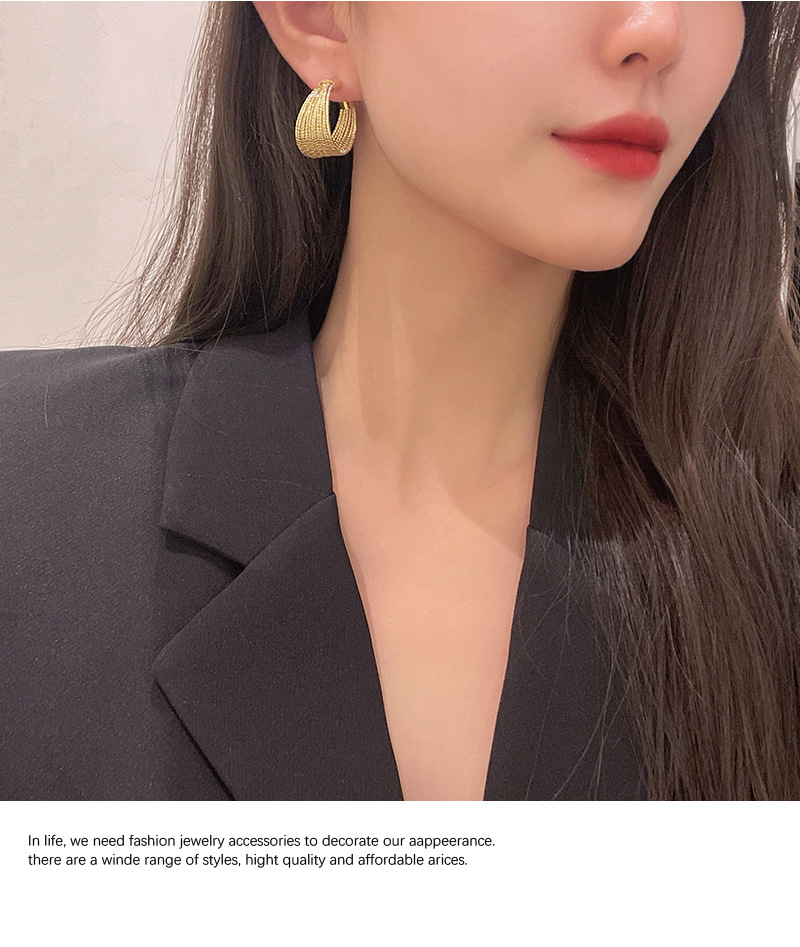 s925银针欧美夸张设计感耳圈2023年新款气质小众耳环网红轻奢耳饰详情8