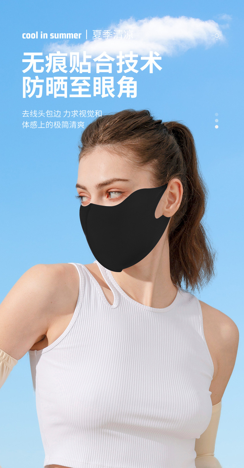 夏季冰皮防晒口罩女夏防紫外线冰丝遮阳面罩高颜值透气脸基尼脸罩详情6
