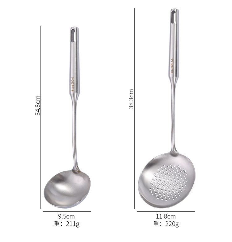 304不锈钢厨具加厚厨房工具家用锅铲漏勺汤勺煎铲面捞烹饪用具详情9