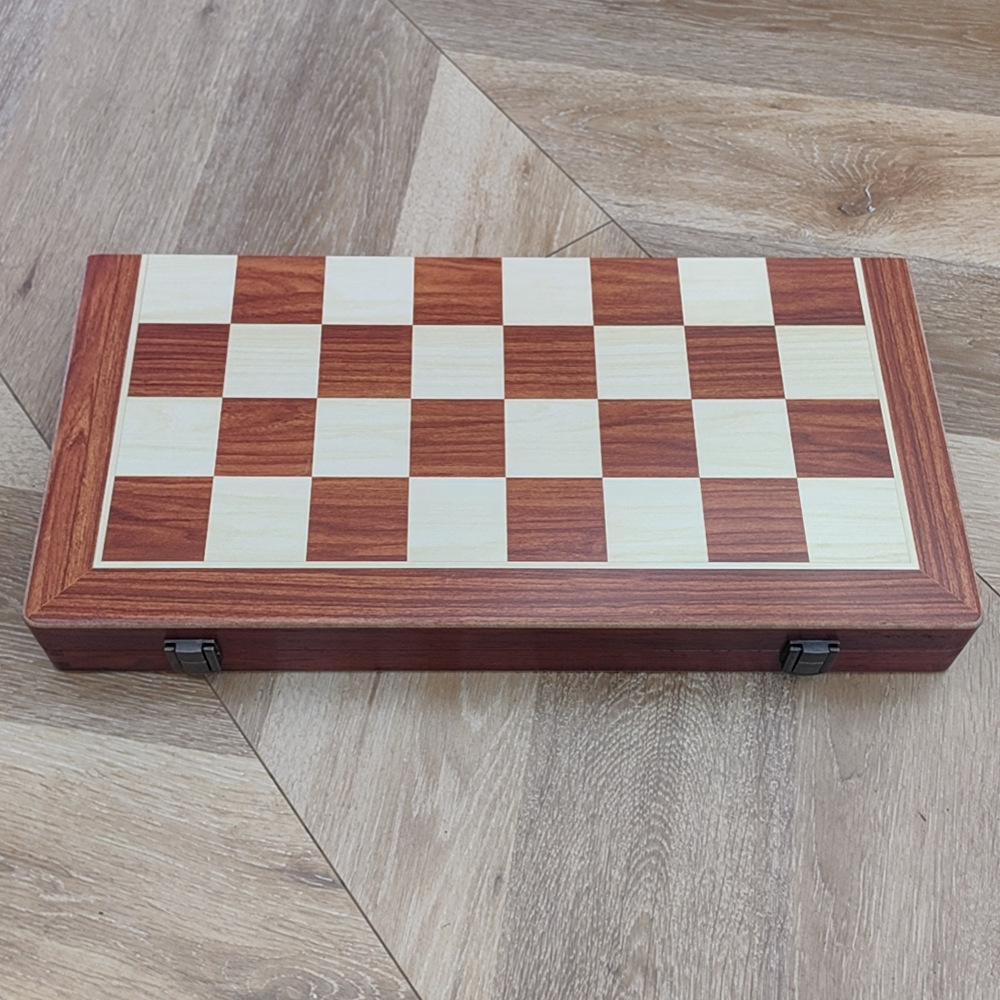 Two-in-one international chess checkers wooden board game toys with double back, non-magnetic for export pic 19
