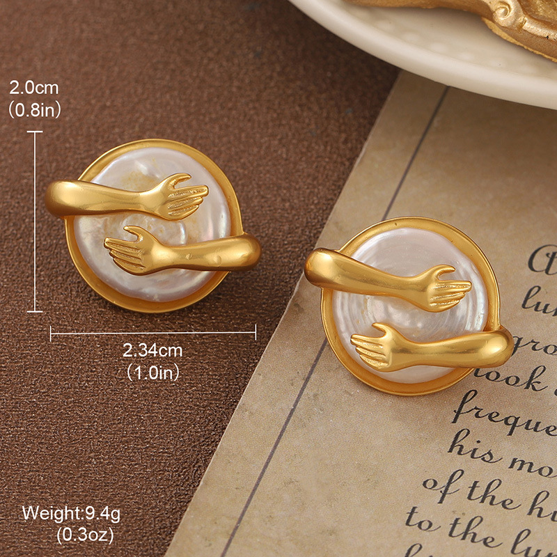 中古vintage复古耳环梵高油画系列滴油花朵珍珠流苏百搭耳饰批发详情23