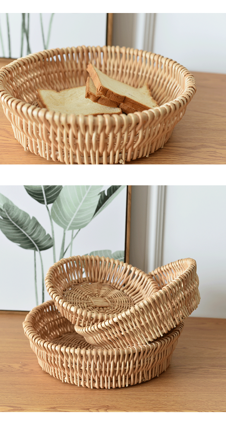 馒头筐柳编藤编竹编筐收纳篮编织篮子水果桌面零食面包框竹篮子详情8