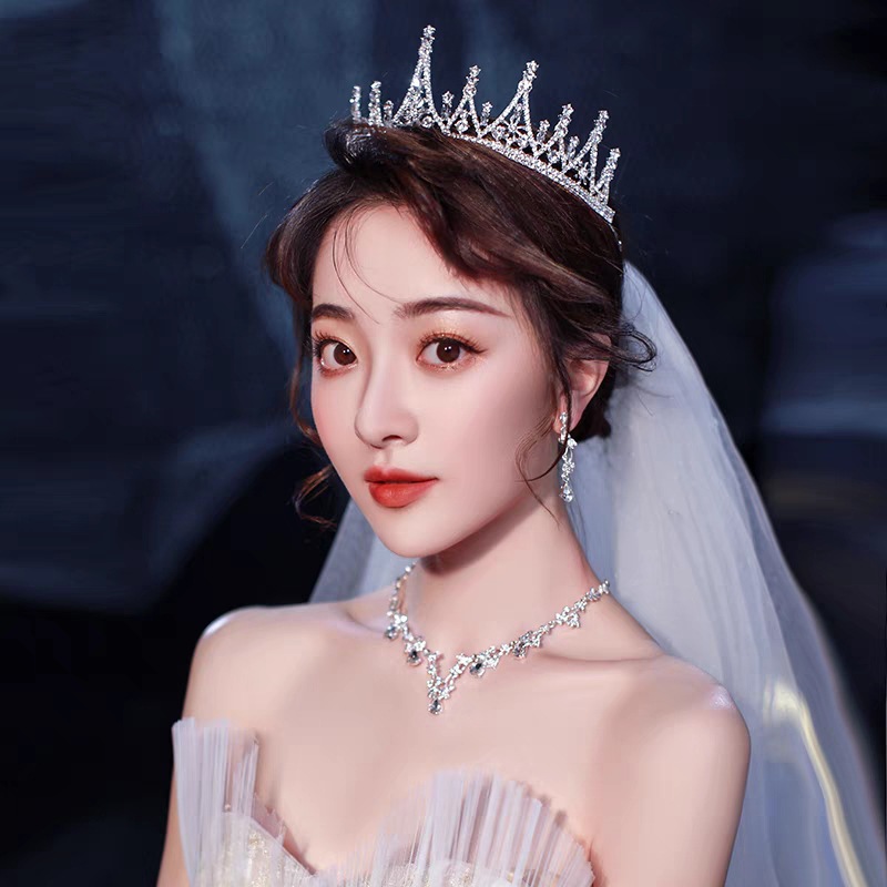 Nuevo estilo estilo coreano sen set atmósfera lujo vestido de novia accesorios mujer cristal diamante corona de pelo novia pic 18