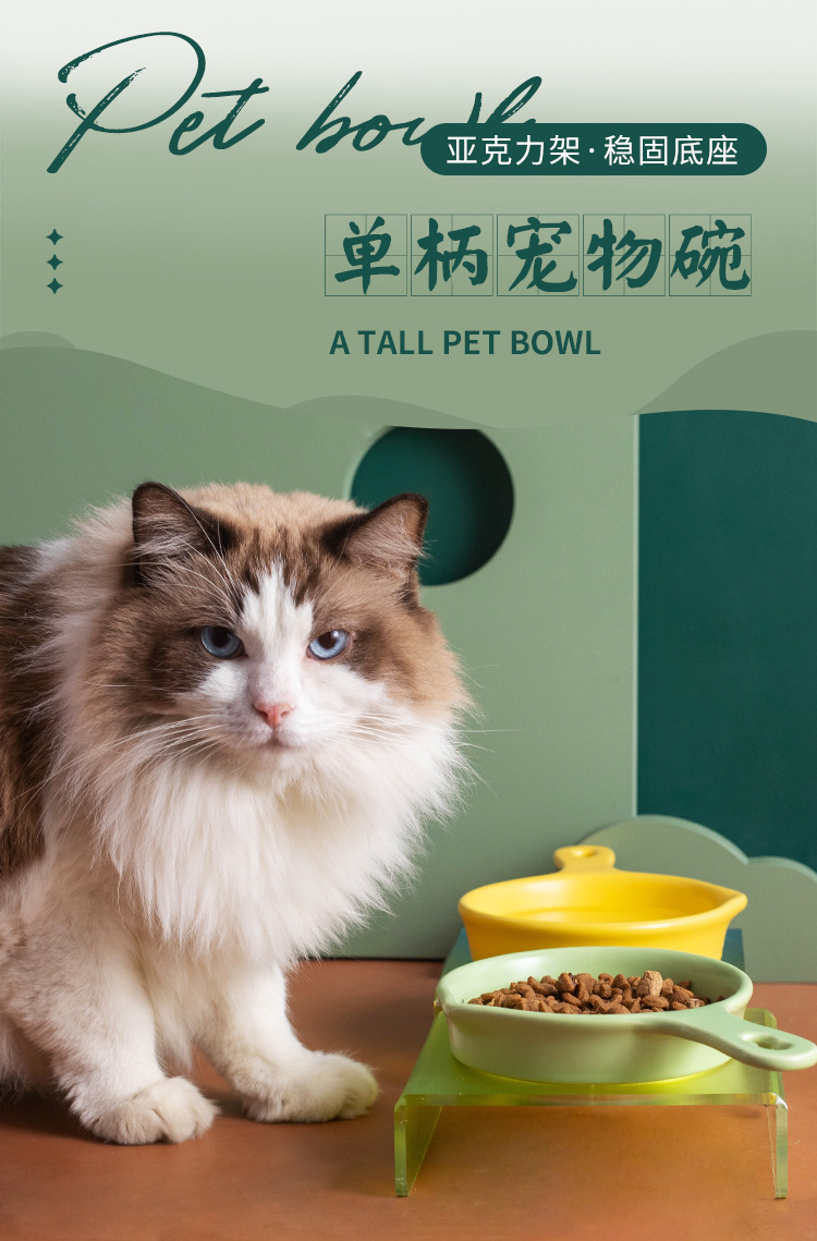 Wow Customized Korean BD flat pan, cat and dog pet bowl, ceramic slow food bowl, anti-tipping and non-black chin cat food basin pic 1