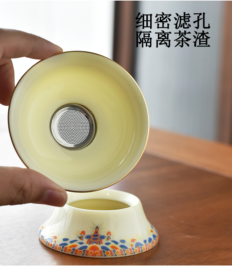 Customized LOGO gemstone yellow Kung Fu tea set for annual meeting business, commercial company team-building gifts and souvenirs pic 18