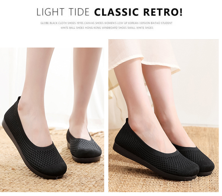 老北京布鞋女夏季飞织网面透气豆豆鞋软底软面妈妈鞋浅口镂空凉鞋详情21