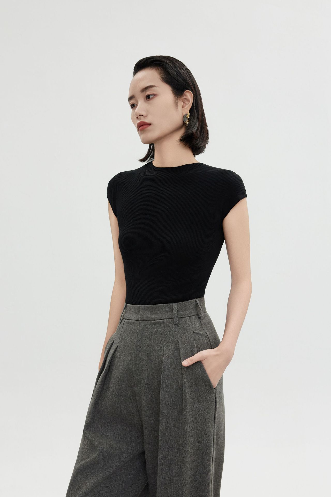 白露版型巨好无缝短袖针织衫半袖打底上衣圆领T恤女羊毛衫修身详情36