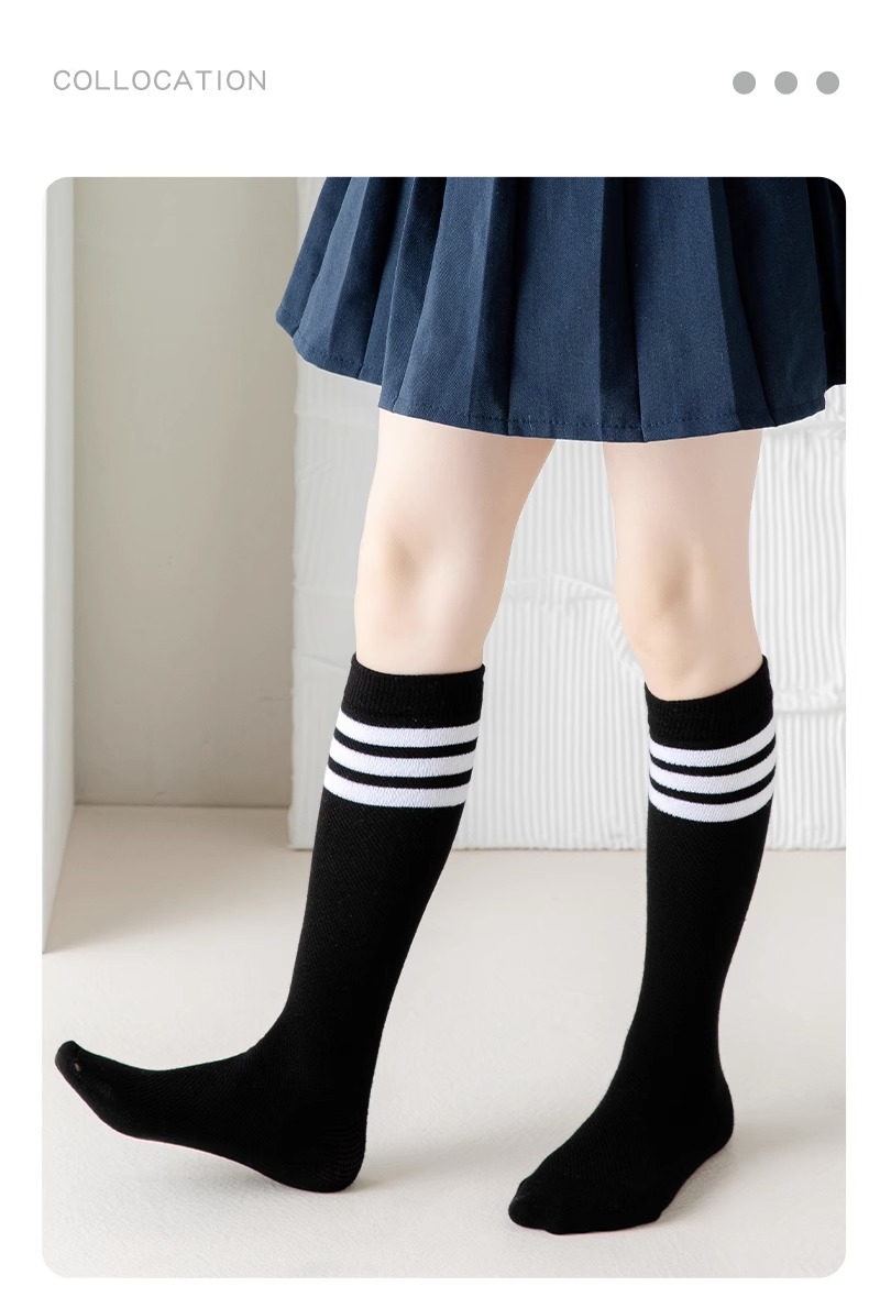 学院女童长筒袜夏季薄款儿童袜子网眼长绒棉学生袜男童足球袜批发详情17