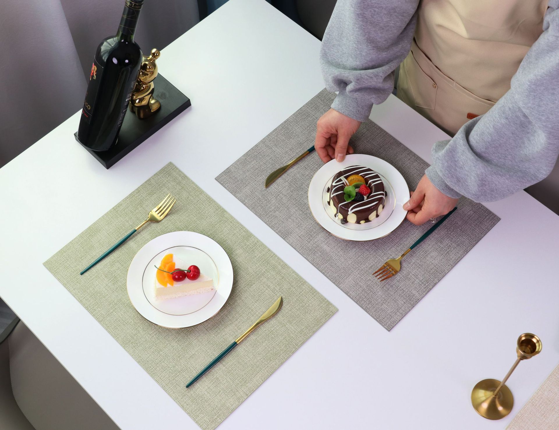 国潮餐垫可水洗桌布茶杯布纹餐桌垫子防烫隔热垫高级感西餐垫杯垫定制详情5