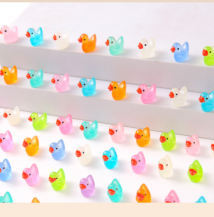 Mini glow-in-the-dark duck toy desktop car decoration miniature animal trinkets diy handmade resin pic 14