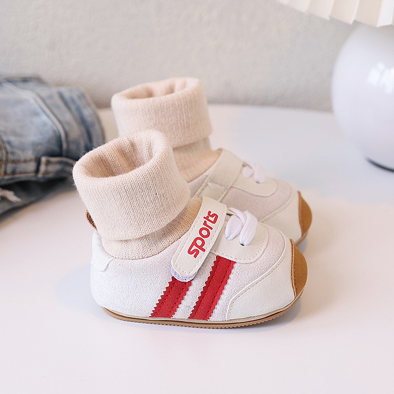 Spring and Autumn baby shoes for 0-1 year old boys and girls, soft-soled shoes and socks in one set, 3-6-9 months, casual walking shoes, anti-slip floor pic 18