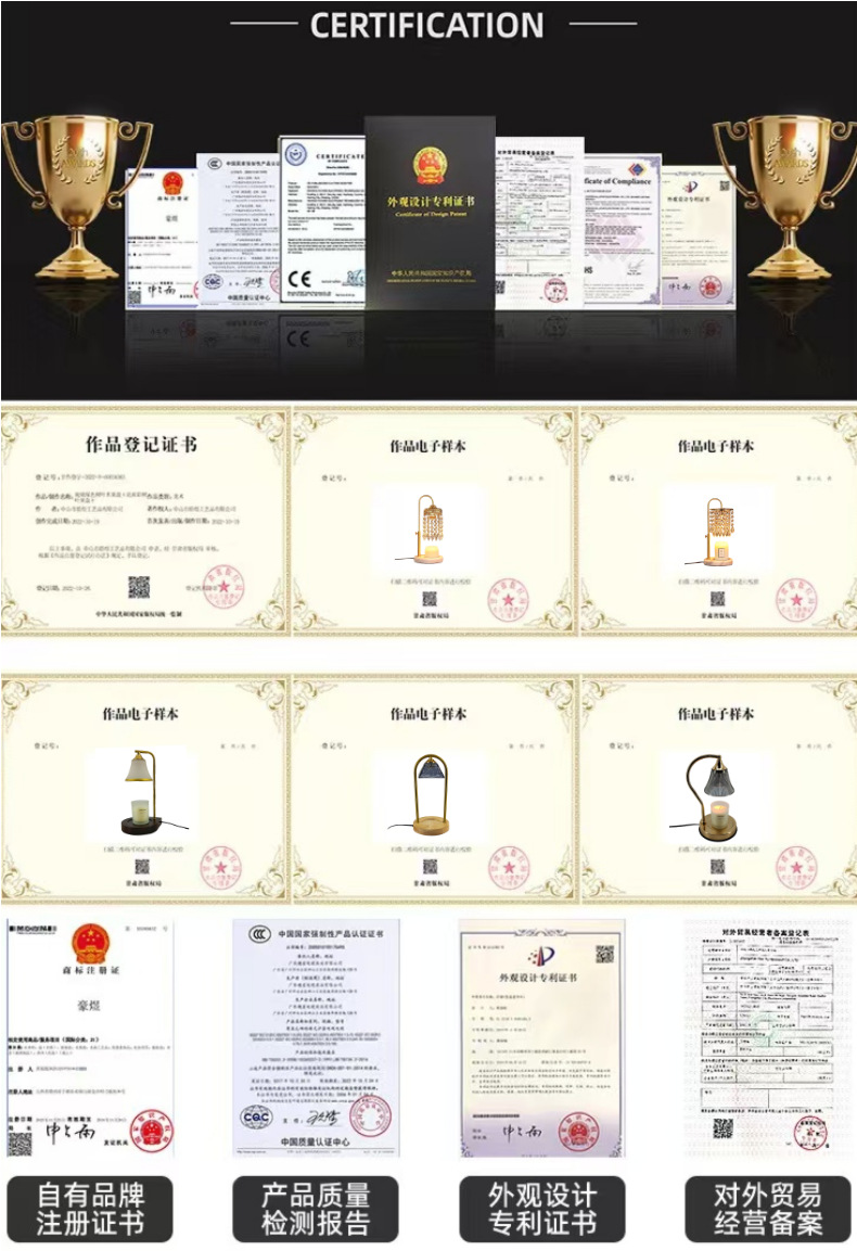 亚马逊铃兰香薰灯无火融蜡灯法式复古床头灯简约唯美卧室护眼台灯详情2