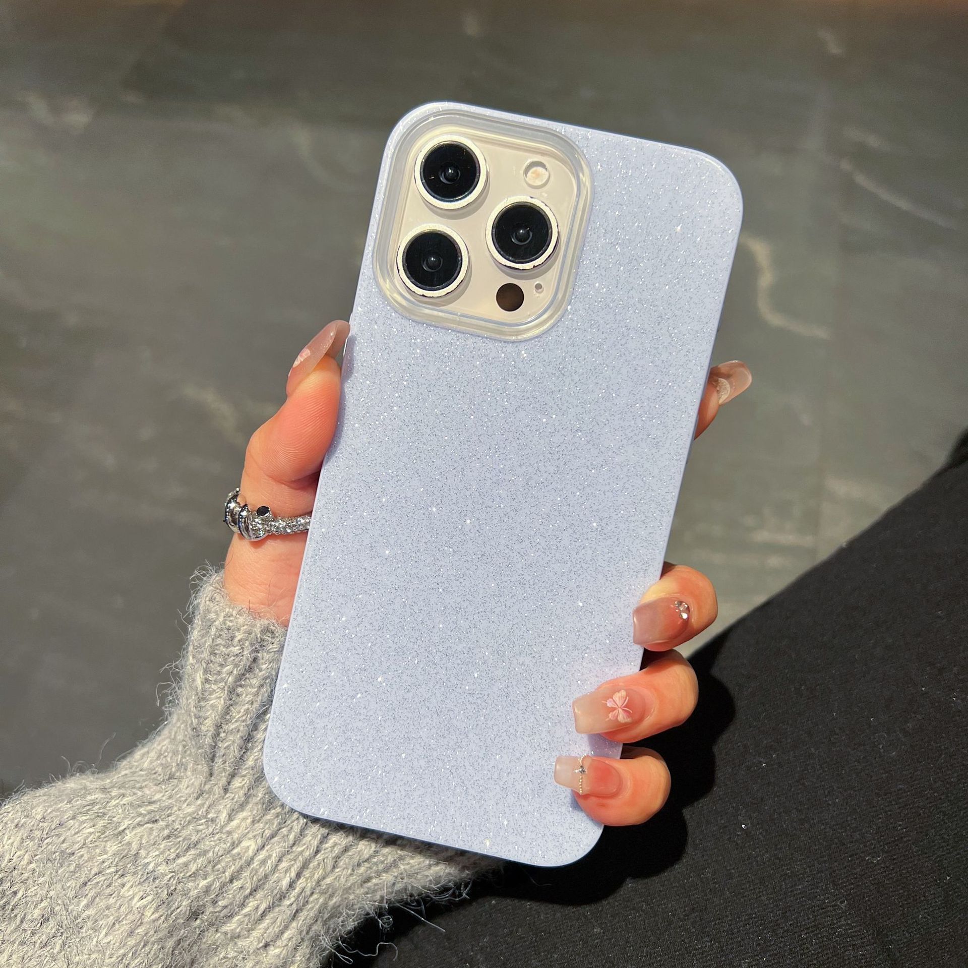 适用iphone16跨境新款散粉手机壳简约纯色高级苹果15手机保护套详情5