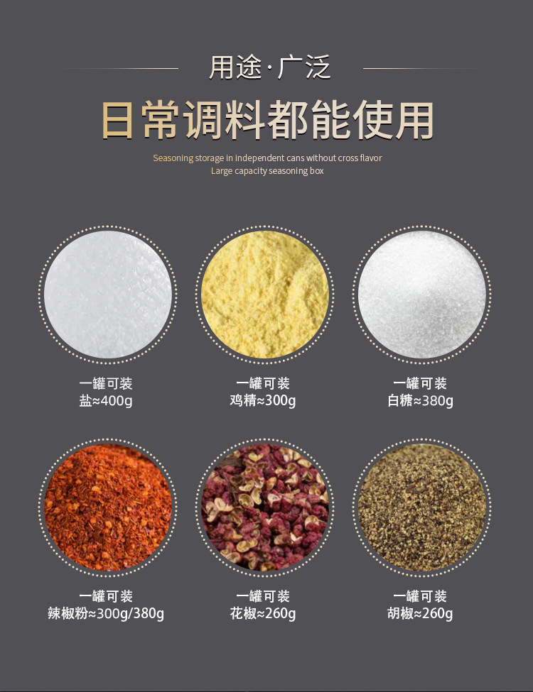 高端厨房调料盒盐罐调料罐子玻璃调料瓶家用调味罐收纳盒组合套装详情4