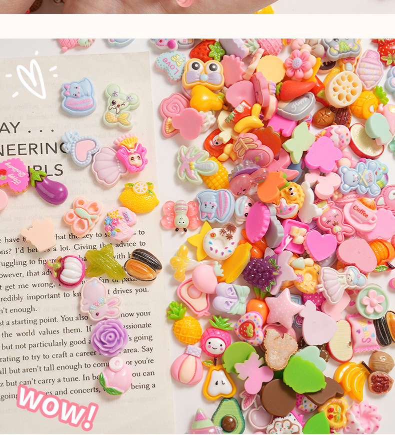 树脂配件卡通色系随机混款diy奶油胶手机壳贴片发饰水杯装饰材料详情11