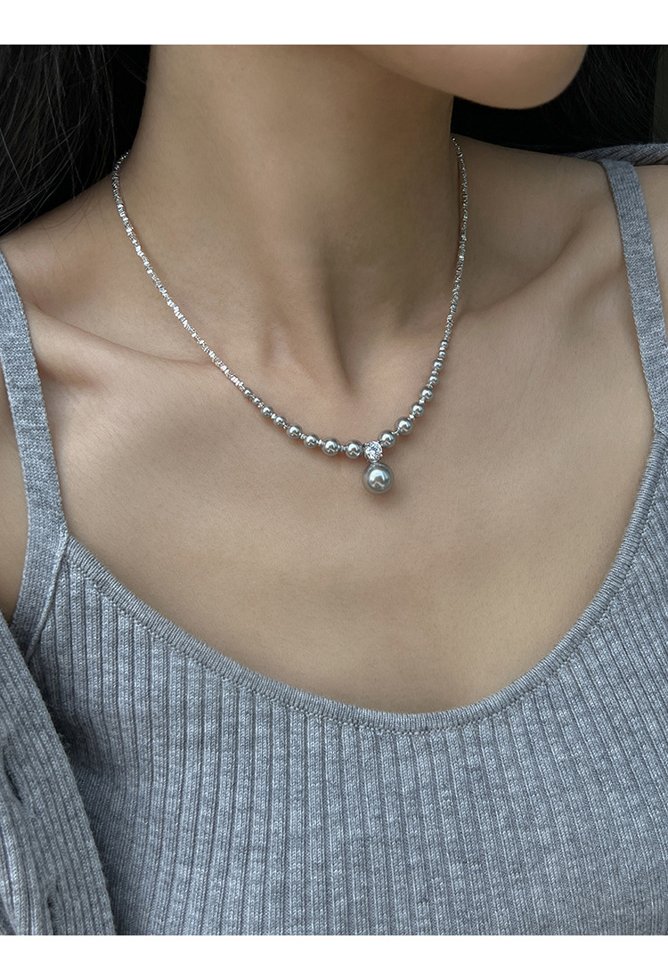 新中式碎银子王妃施家强光珍珠S925纯银渐变项链设计高级感锁骨链详情22