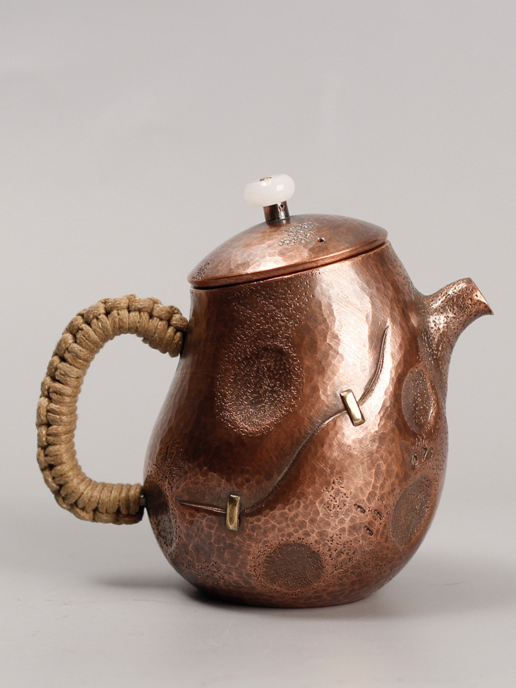 260CC pure handcrafted brewing copper teapot, uncoated purple copper water boiling teapot, Gongfu tea set, gift, stove boiling teapot pic 6