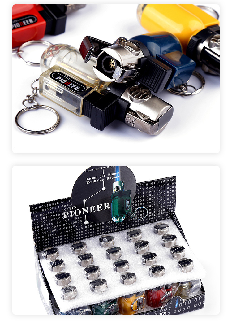 跨境彩色便携可充气式喷枪焊枪户外烧烤迷你塑料防风直冲打火机详情11