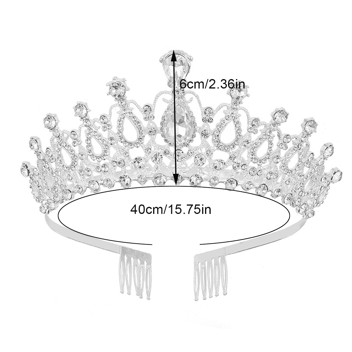 新娘皇冠婚纱礼服头饰生日成人礼演出百搭水钻发箍奢华王冠批发详情20