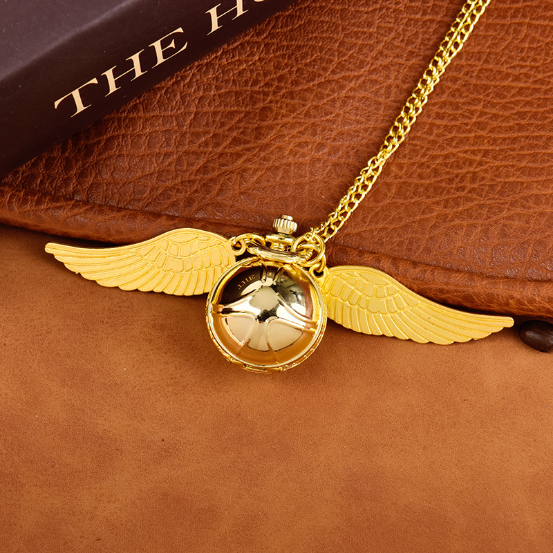Small golden blue ball pocket watch with golden small light ball and large wings manufacturer wholesale 8890 pic 3