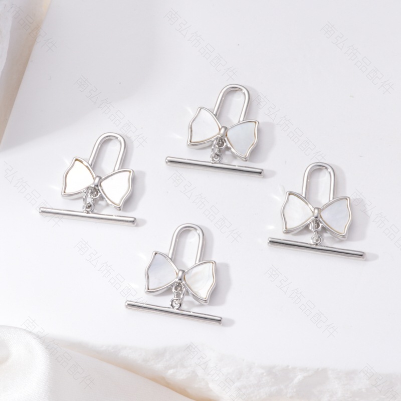 18K real gold color-preserving inlaid mother-of-pearl butterfly OT clasp diy handcrafted pearl bracelet necklace accessory connecting clasp pic 8